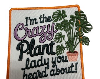 Patch Party Club (1 pièce), Écusson brodé « Folle de plantes » de 7,6 cm, Cadeau pour les amoureux des plantes, Applique décorative pour plantes d'intérieur