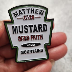 Patch Party Club, &quot;Mustard Seed Faith&quot; Soft Enamel Pin, Stylish Brooches for Hats, Bags, Clothing, Crossbody Bags, DIY Crafts