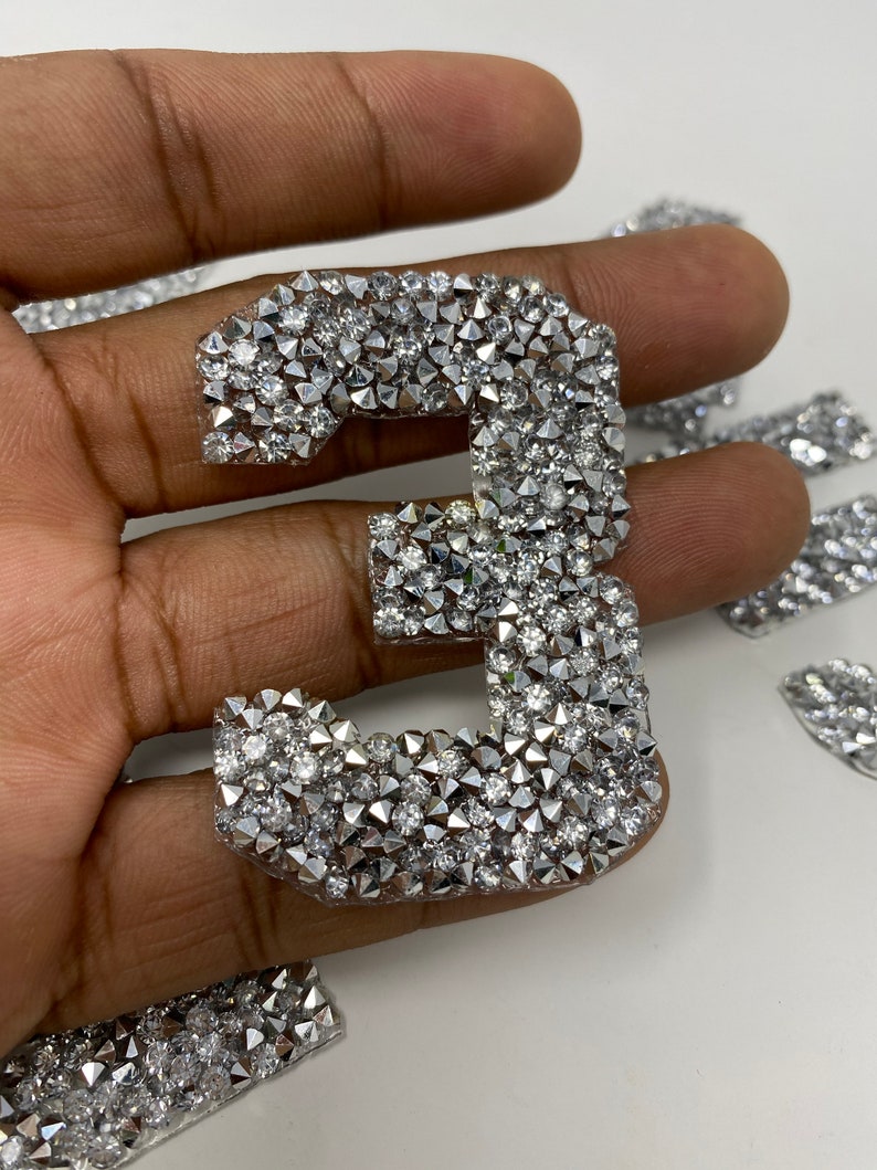 NEW, Hotfix Rhinestone Numbers, SILVER (1 Pc), NEW, Choose Your Number ...