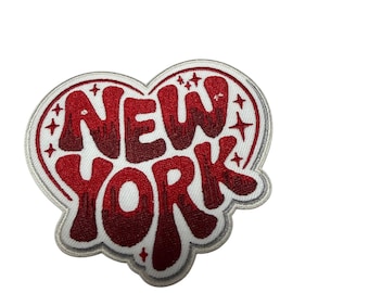 Patch Party Club (1-Pc.) New York Patch, Heart Embroidered Adhesive Patch, NYC Souvenir Patch, New York State Pride Patch, Travel Gift