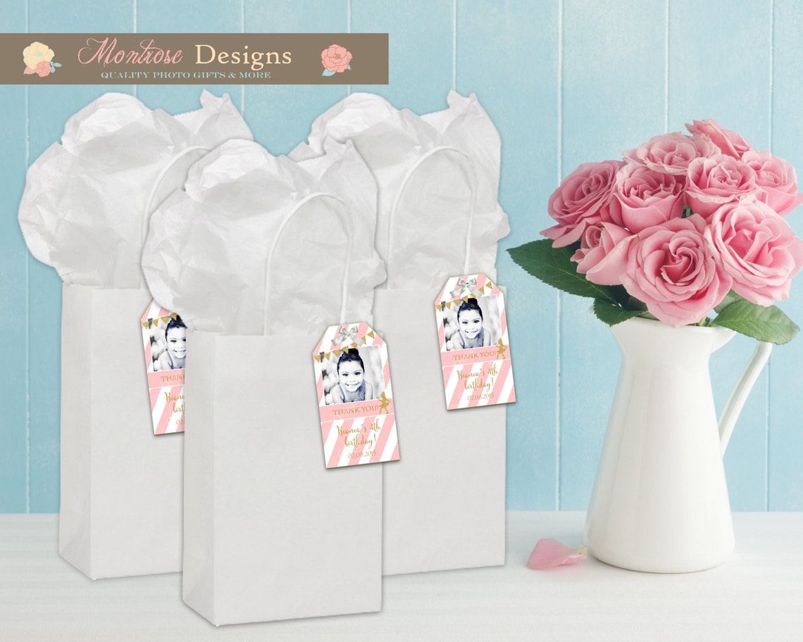 Pink and Gold Glitter Ballerina Photo Gift Tag dance and Etsy