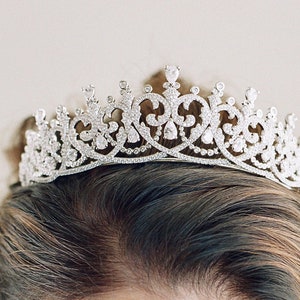 Swarovski Crystal Bridal Tiara SPENCER Bridal Tiara Silver Crystal Wedding Crown Rhinestone Tiara Bridal Tiara, Diamante Diadem, CZ Tiara