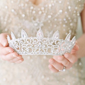 Bridal Tiara Diamond Tiara - REINE, Swarovski Crystal Bridal Tiara Cubic Zirconia Wedding Crown, Rhinestone Tiara, Wedding Tiara, Crown