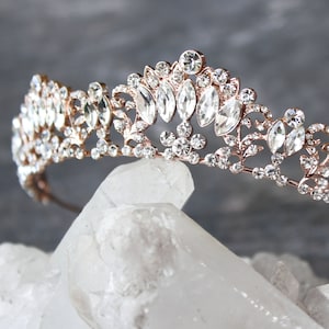 Marquise Rose Gold Bridal Tiara: Crystal Wedding Crown