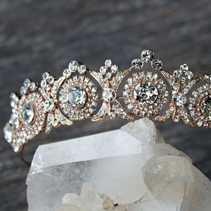Bridal Tiara NOBLESSE Tiara Rose Gold Tiara Silver Tiara Crown Art Deco Tiara Wedding Bridal Headpiece Crown Swarovski Crystal Gold Tiara