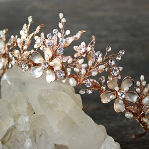 Bridal Tiara GENEVIEVE Tiara Rose Gold Crystal Wedding Crown Rhinestone Tiara Wedding Tiara Headpiece Crown Swarovski Crystal Tiara