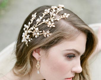 Bridal Headpiece, HEIDI Bridal Pearl Hair Comb,Freshwater Pearl Headpiece, Wedding Headpiece, Gold Bridal Pearl Headpiece, Bridal Hairclip
