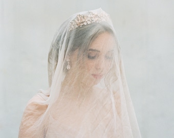 Silk Organza Bridal Veil, GENEVIEVE Drop Veil, Wedding Veil Long Veil Cathedral Veil, Tulle Veil, Silk Tulle Veil, English Net Veil