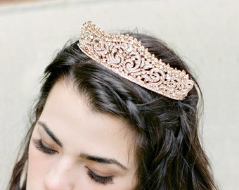 Bridal Tiara Crystal Swarovski Tiara - LEA, Rose Gold Swarovski Bridal Tiara, Crystal Wedding Crown, Rhinestone Tiara, Wedding Tiara, Crown