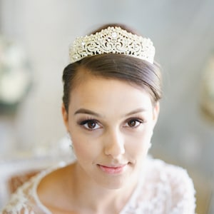 Bridal Tiara Gold Tiara - LEA, Swarovski Bridal Tiara, Crystal Wedding Crown, Rhinestone Tiara, Wedding Tiara, Diamante Crown Gold Tiara