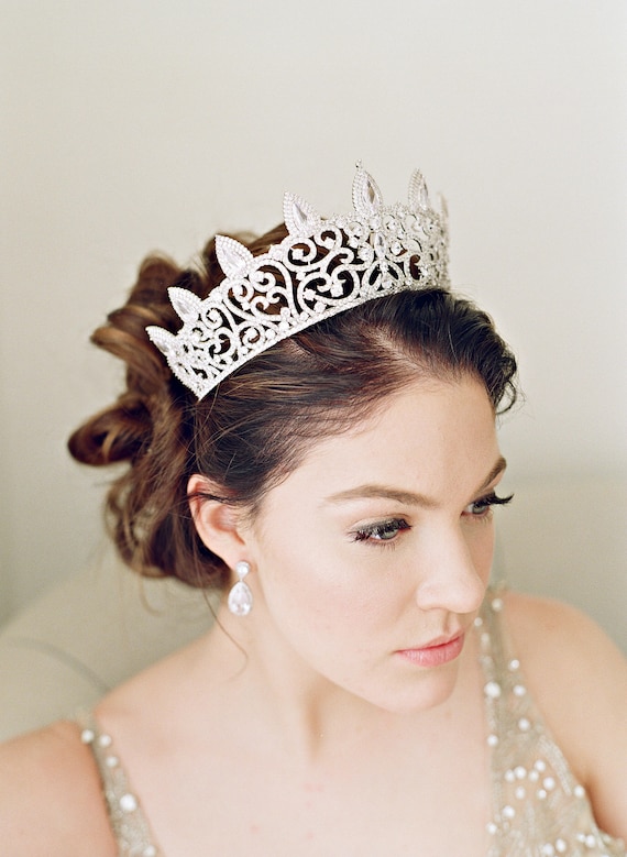 Diamond rhinestone silver wedding bridal tiara Amazon.com: ORcow Diamond Tiara Luxury Silver Color Crystal  main image 4