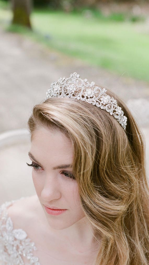 Buy Giulia Swarovski Bridal Tiara, Rose Gold Tiara Online | Ellee Couture Boutique Rose Gold Tone