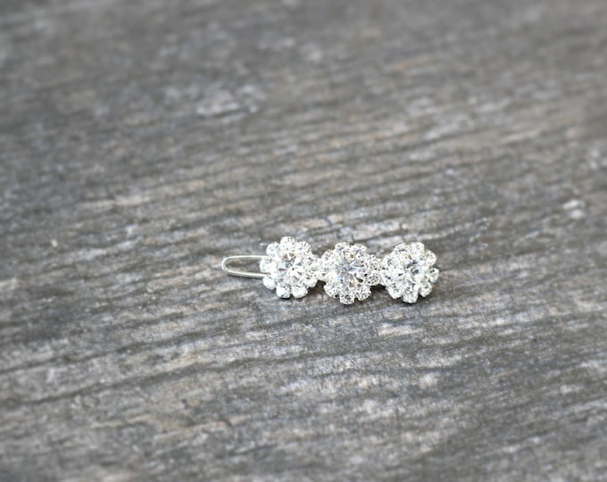 Tiny Swarovski Crystal Barrette, Small Swarovski Crystal Flower Girl