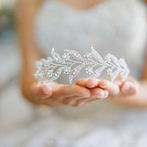 Bridal Tiara Lady MARY, Swarovski Bridal Tiara, Leaf Tiara, Downton Abbey Tiara, Wedding Tiara, Bridal Crown, Lady of the Manor Headpiece image 6
