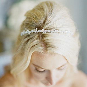 Crystal Thin Bridal Headband Silver Bridal Headband Tiara Thin Crystal Headband Silver Headband Gold Headband Silver Tiara Headband MINA