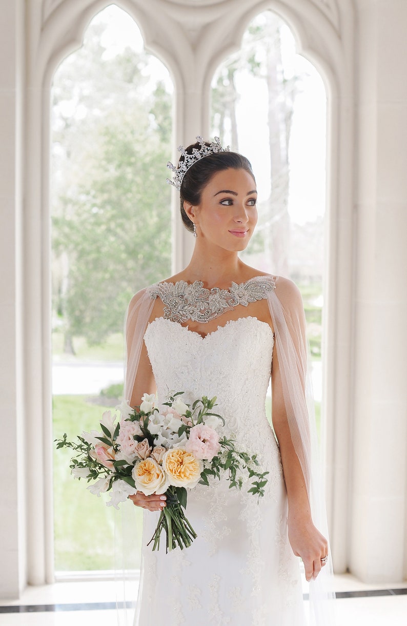 Bridal Cape OCTAVIA Couture Bridal Capelet Cathedral Cape Veil Etsy