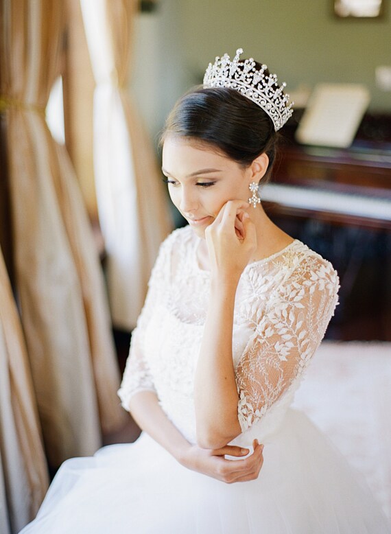 Full Bridal Crown Swarovski Crystal Wedding Crown Portia Etsy