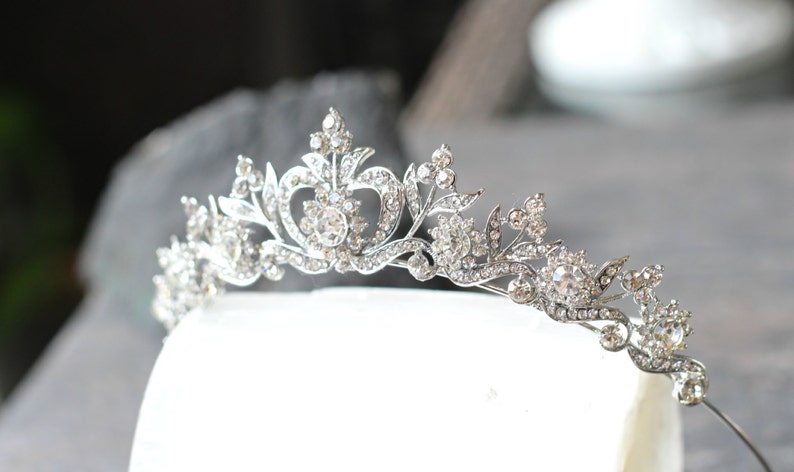 Bridal Tiara Wedding Tiara DIANA Hairpiece Rhinestone Tiara Rhinestone Crown Wedding Crown Crystal headband Bridal hair piece Bridal crown image 3