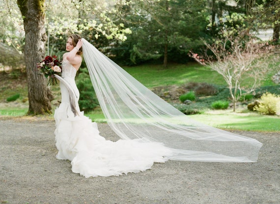 Royal Cathedral Bridal Veil Drop Wedding Veil | Eden Luxe Bridal Pale Ivory