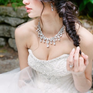 Bridal Necklace Swarovski Crystal Necklace Bridal Statement Necklace Wedding Jewelry Necklace Set Cubic Zircona Necklace BRIANNA