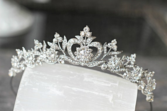 Tiara Crystal Heart Tiara DIANA Swarovski Bridal - Etsy