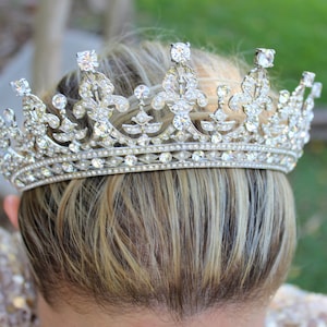 Bridal Tiara QUEEN VICTORIA Tiara Royal Bridal Crystal Wedding Crown Rhinestone Tiara Wedding Tiara Diamante Crown,Swarovski Crystal Tiara