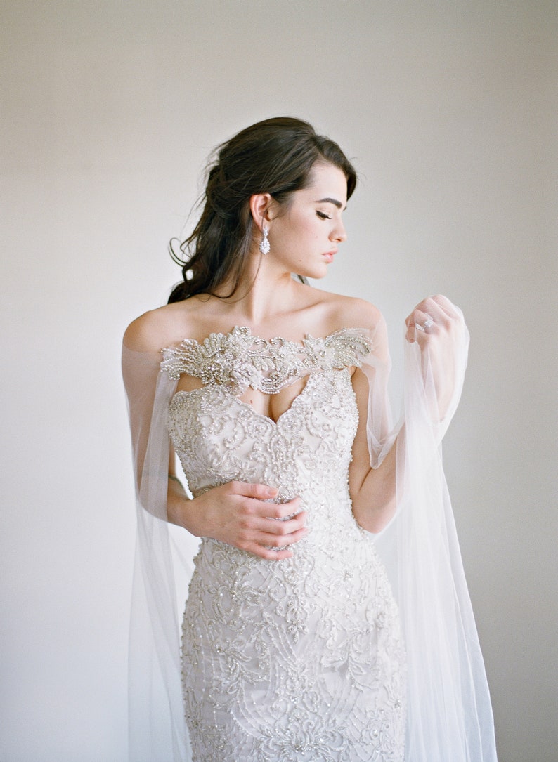 beaded applique bridal cape
