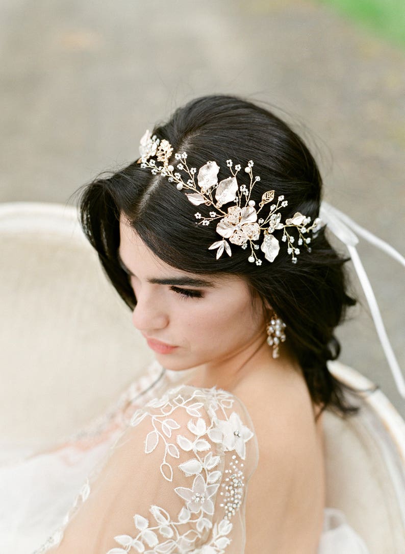 Headpiece Bridal Headpiece Gold Bridal Headpiece Bridal Hair Etsy