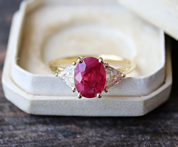 Ruby Engagement Ring Ruby and Diamond Engagement R