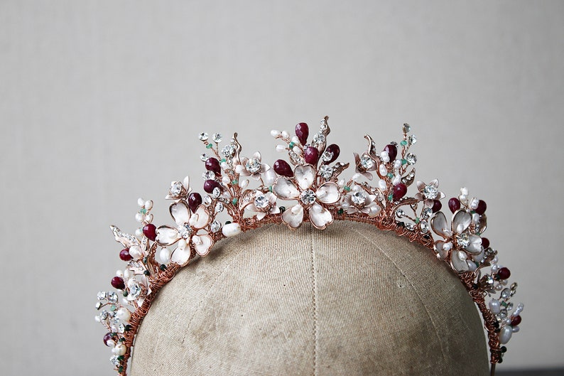 Bridal Tiara GENEVIEVE Tiara Rose Gold Crystal Wedding Crown Rhinestone Tiara Wedding Tiara Headpiece Crown Swarovski Crystal Tiara image 9