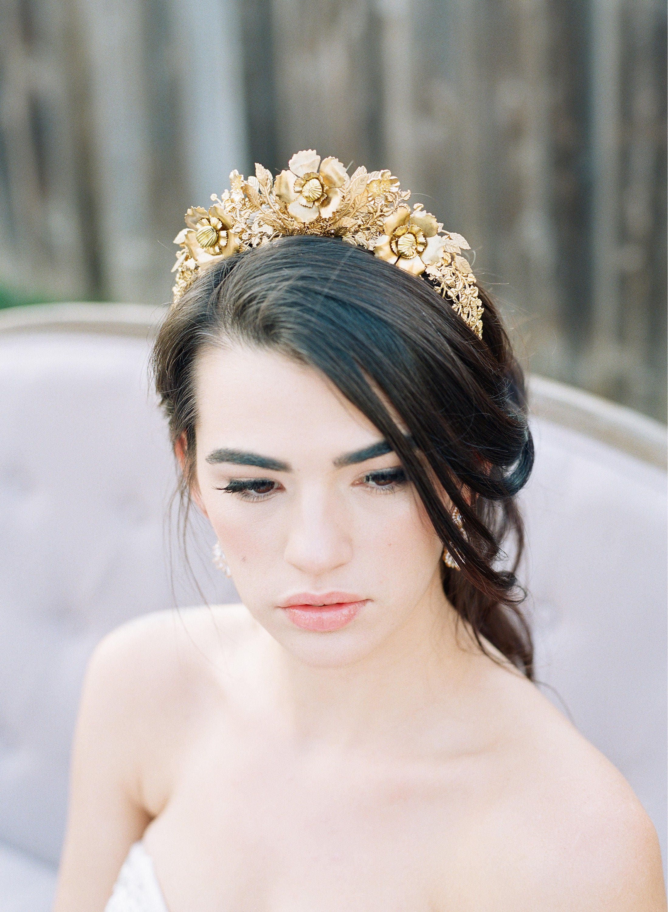 Austrian Crystal Lotus Flower Tiara in Brass Lotus Flower Tiara | The Royal Watcher main image 3