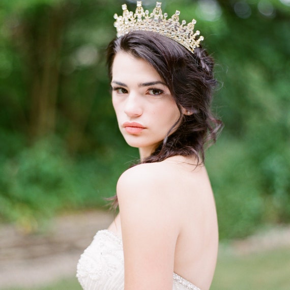 Bridal Tiara Queen Victoria Gold Royal Bridal Tiara Crystal Etsy