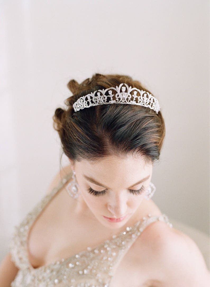 Tiara Bridal Tiara Crystal Tiara DARCY, Swarovski Bridal Tiara, Wedding Crown, Rhinestone Tiara, Wedding Tiara, Bridal Headpiece CZ Crown image 2