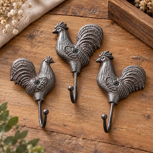 Chicken Wall Hook | Iron Rooster or Hen | Farmhouse Kitchen Decor