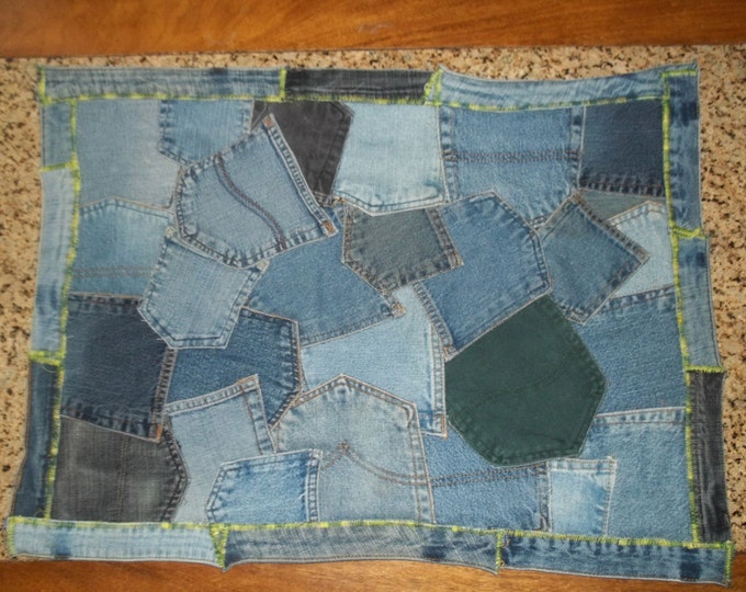 Upcycled Denim Pocket Rug Etsy