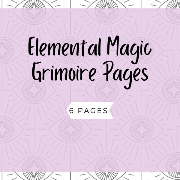 DIGITAL | Witch Grimoire Elemental Pages | Book of Shadows Bundle | Elemental Magic