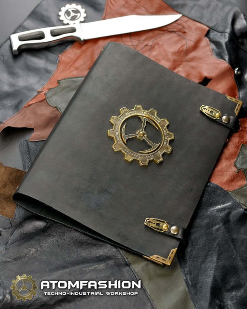 Steampunk leather binder 'Keeper's Wisdom' Etsy