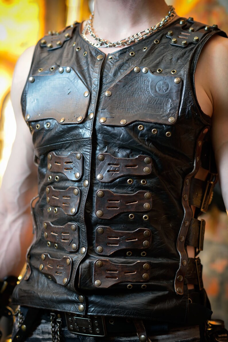 Post apocalyptic men's leather vest 'Apocalypse Etsy