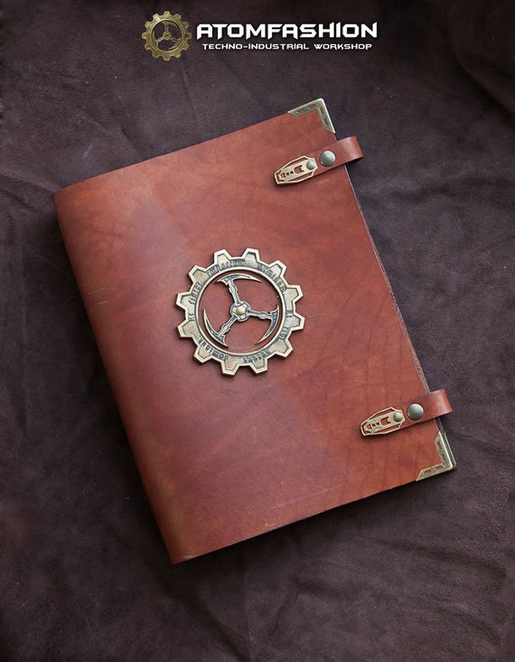 Steampunk leather binder 'Keeper's Wisdom' Etsy