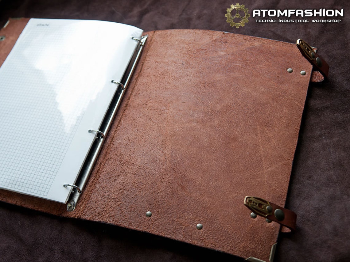 Steampunk leather binder 'Keeper's Wisdom' Etsy