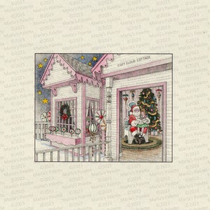 Marshall Field&#39;s &quot;Cozy Cloud Cottage&quot; 8x10 Hand-tinted Signed and Numbered Lithograph by Artist Marla Shega with Free Shipping