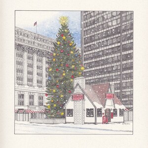 Chicago&#39;s Christkindlmarket hand-tinted signed and numbered lithograph by Artist Marla Shega with Free Shipping