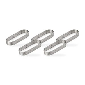 Fida Oval Tart Ring 5 Pack Same Size, Perforated Stainless Steel, Height 2 cm, Choose Size 3x8-6.5x22 cm