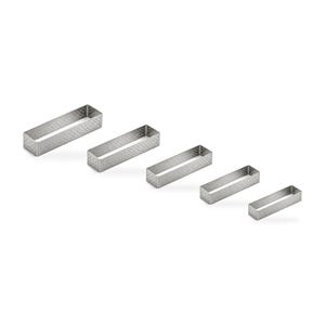 Fida Rectangular Tart Ring Set of 5 Graduated Sizes, Perforated Stainless Steel, Height 7 cm, Choose Range 5.5x12.5-13x20 cm