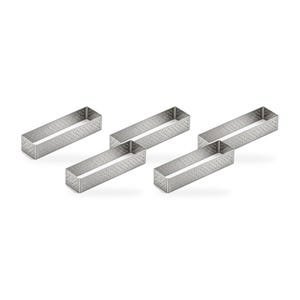 Fida Rectangular Tart Ring 5 Pack Same Size, Perforated Stainless Steel, Height 2.5 cm, Choose Size 4x11-13x20 cm