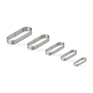 Fida Oval Tart Ring Set of 5 Graduated Sizes, Perforated Stainless Steel, Height 2 cm, Choose Range 3x8-6.5x22 cm