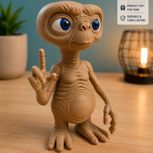 E.T.-inspirerad figur 21 cm | 3D-utskriven utomjordisk figur | Samlarobjekt med utomjordisk varelse | Sci-fi-dekorationspresent