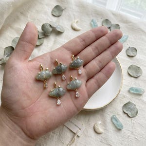 Natural Gemstone Cloud Pendant with Star and Crystal Drop, Quartz Charm for DIY Necklace and Jewellery Making, 1 Piece