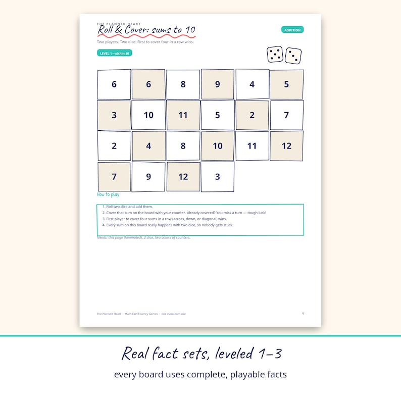 Math Fact Fluency Games for Grades 1-5 | 40 Printable Partner, Dice ...