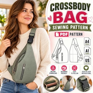 DIY Sling Bag Sewing Pattern, Crossbody Bag PDF, Printable Sewing Pattern, Beginner Friendly Bag Tutorial, Instant Download